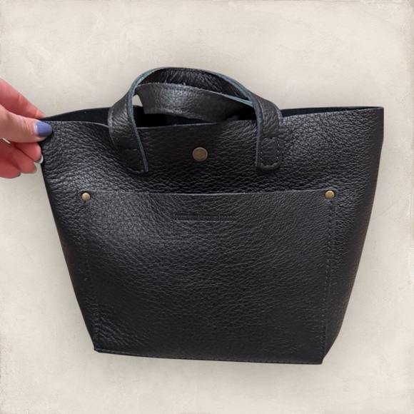 Portland Leather Handbags - Portland Leather Snap Mini Crossbody Tote in Pebbled Black!